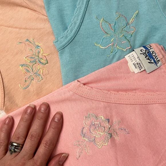 Elizabeth Adams Sport NEW VINTAGE Single Stitch Tee sz S Pastel Embroidery Shirt - Picture 9 of 9